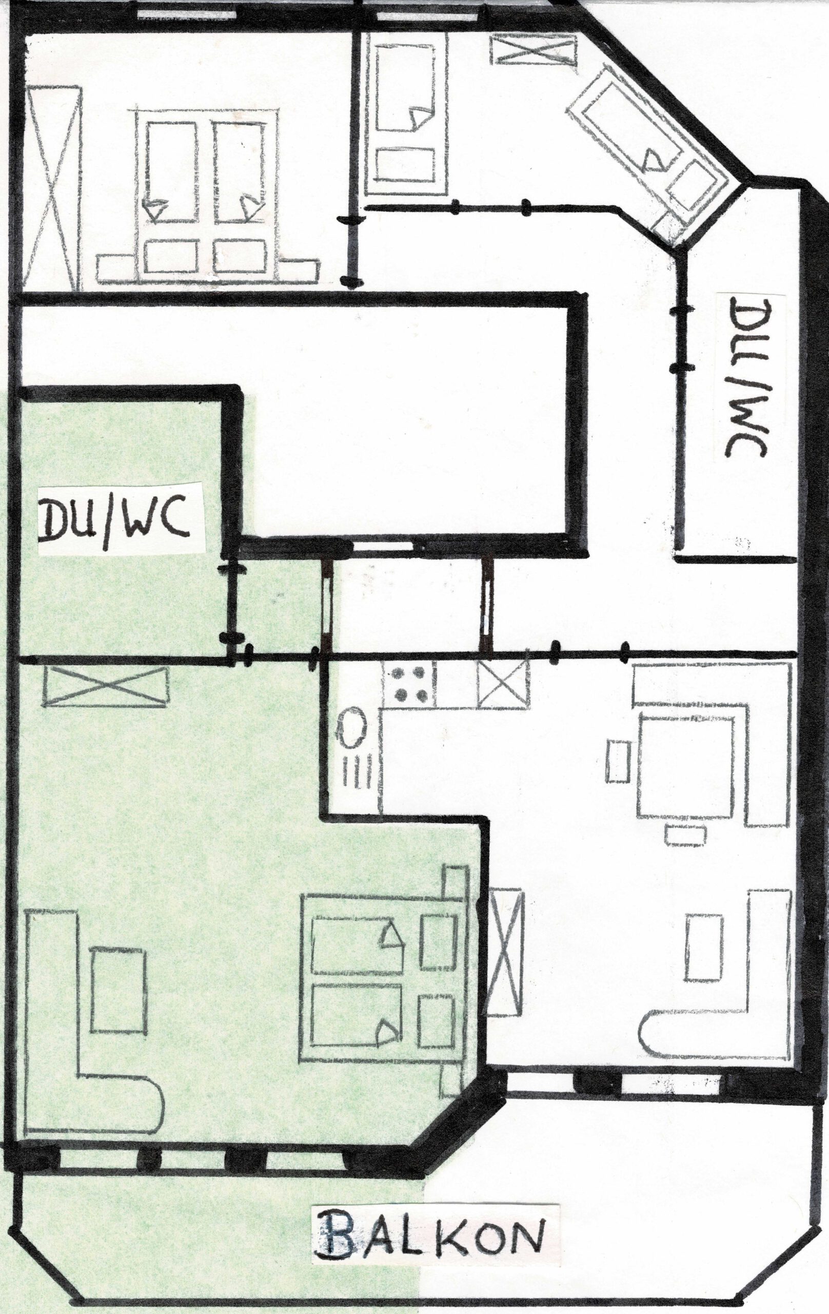 Grundriss - Ferienwohnung Alpenblick mit Doppelbett