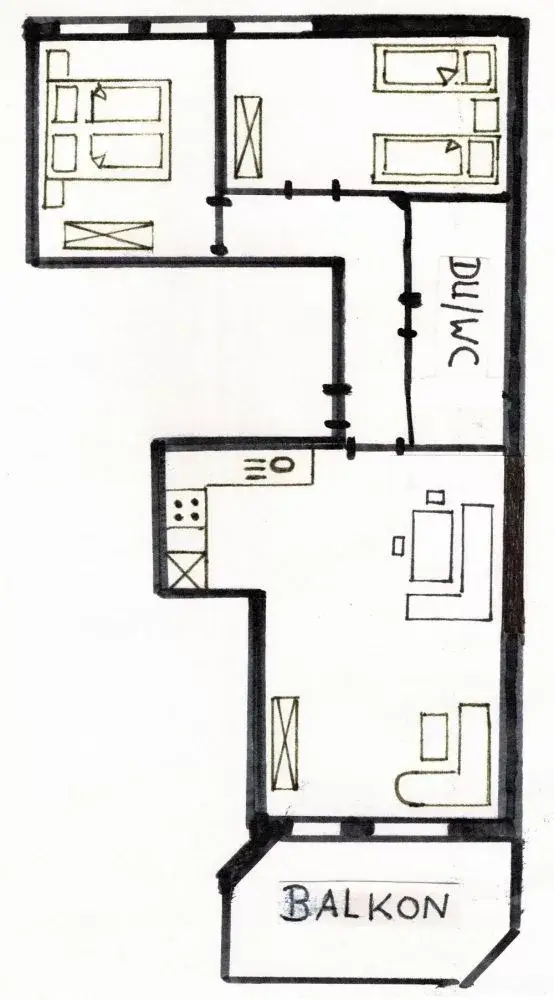 Grundriss - Ferienwohnung Bergblick mit Doppelbett