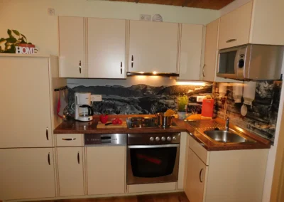 Moderne Küche der Ferienwohnung Hochgratstüble auf dem Bauernhof Wiedemann